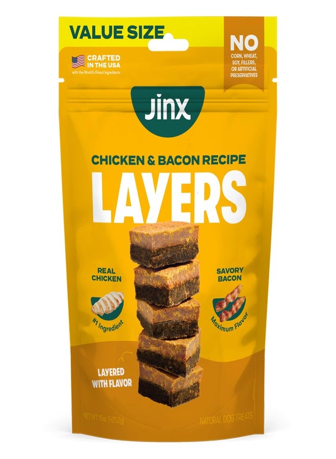 Jinx Chicken & Bacon Layers Jerky Dog Treats - Crunchy, All Natural Dog Jerky Treats with Cage-Free Chicken & Bacon - Pet Products for All Dogs (Puppies, Adults & Seniors) - 15oz - Image 1