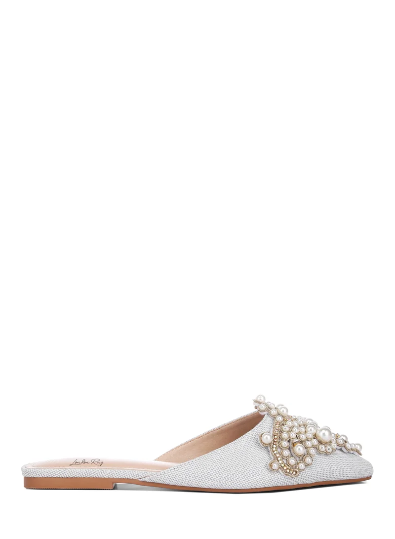London Rag Embellished delicate pearl Mules in Silver
