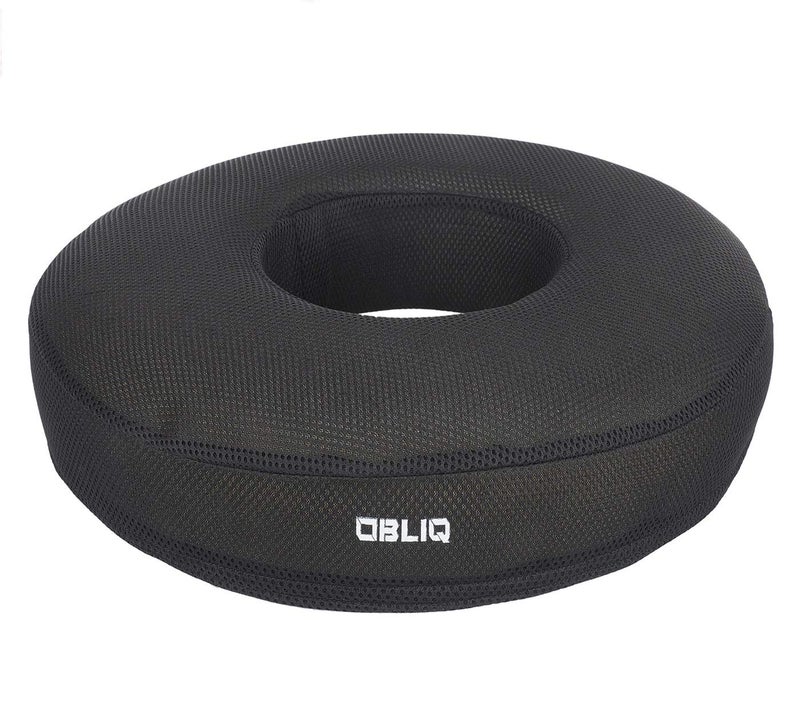 OBLIQ OBLIQ Premium Donut Orthopedic High Density Seat Cushion Relieves Piles Lower Back Pain Coccyx Sciatica used in Office Chairs Car Seat Black Foam pack of 1  - Image 1