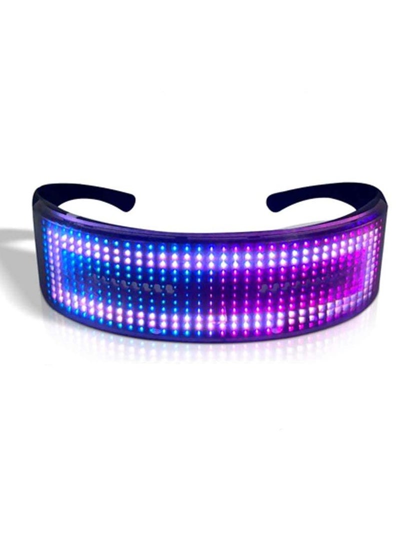 SOLARAE Customizable Full Color Shining Glasses, Programmable Bluetooth 4.0 RGB Fullcolor Glowing LED Glasses, USB Rechargeable Future Style LED Light Up Glasses (full color) - Image 1
