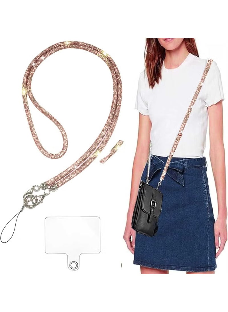 Phone Crossbody Lanyard, Crystal Phone Lanyard with Full Rhinestone Bling Glitter, Bling Phone Strap for Most Phone, iPad, Handbag,Wallet, Phone Neck Holder for Women (Cooper)