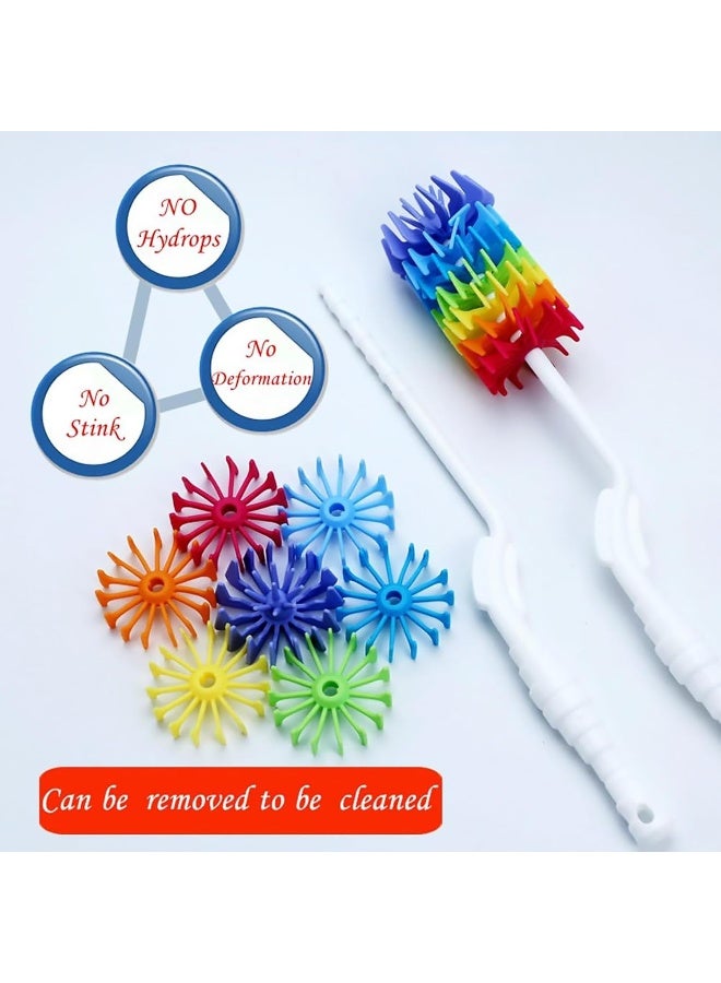 Rayhee Bottle Brush Cleaner-Baby Milk Bottle Cleaner Soft Silicone Bottle Brusher / 360 Degree Rotating Long Handle Brush for Washing Glassware, Cup, Decanter, Narrow Neck Brewing Bottle - Image 3