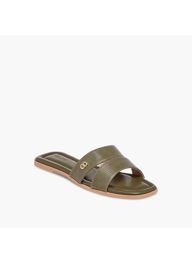 سيليست Women's Textured Slip-On Flat Sandals