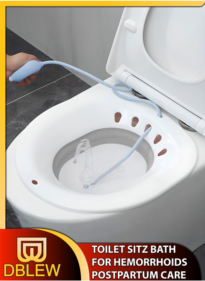 DBLEW Foldable Sitz Bath For Toilet Seat Soothes Hemorrhoids And Perineum Postpartum Care Pregnant Women Perineal Care Yoni Steam Collapsible Basin Flusher Hose Drain Holes Wider Seating Area Deeper Bowl  - Image 1