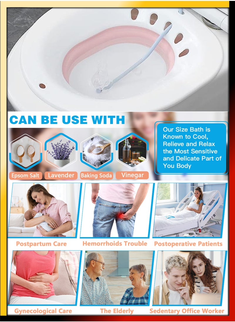 DBLEW Foldable Sitz Bath For Toilet Seat Soothes Hemorrhoids And Perineum Postpartum Care Pregnant Women Perineal Care Yoni Steam Collapsible Basin Flusher Hose Drain Holes Wider Seating Area Deeper Bowl  - Image 4