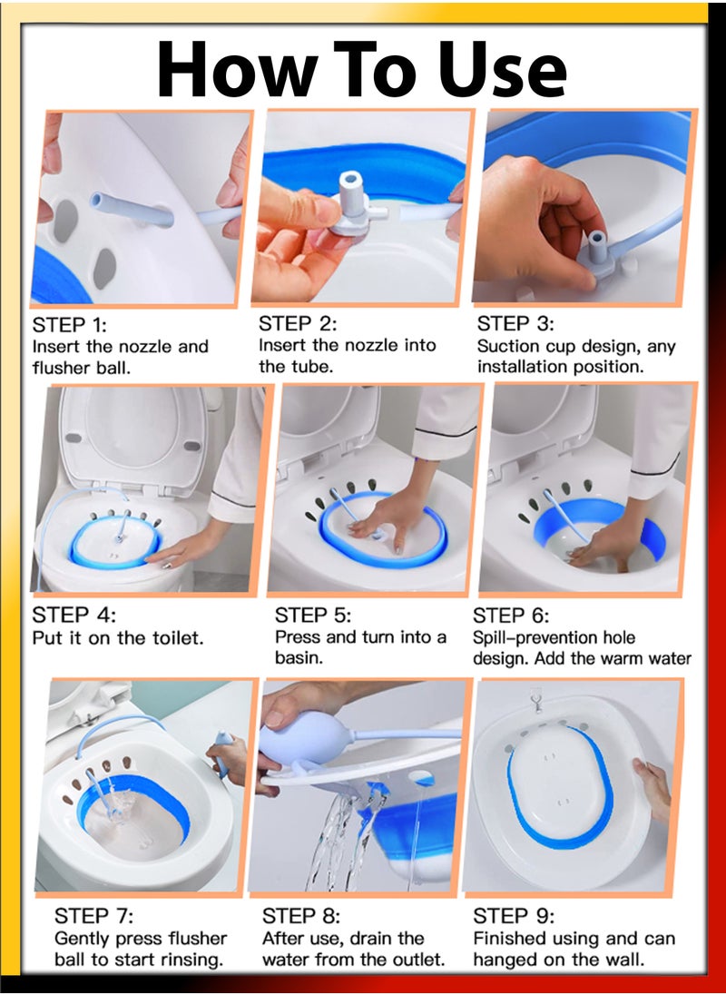 DBLEW Foldable Sitz Bath For Toilet Seat Soothes Hemorrhoids And Perineum Postpartum Care Pregnant Women Perineal Care Yoni Steam Collapsible Basin Flusher Hose Drain Holes Wider Seating Area Deeper Bowl  - Image 3