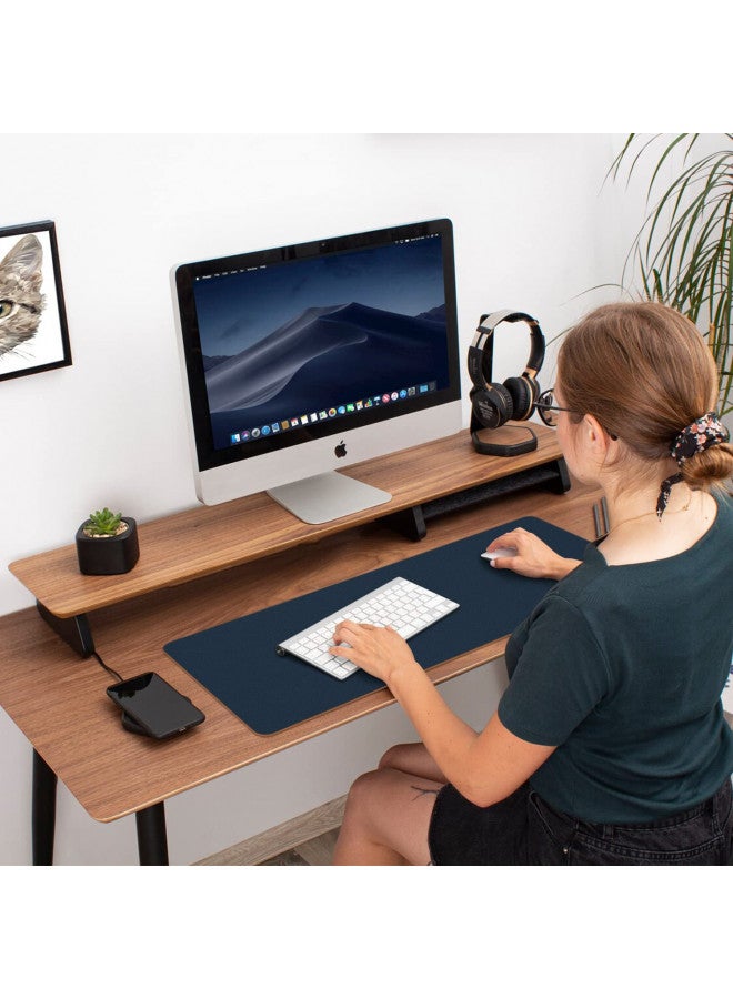 Aothia Desk Mat Large protector Pad - Multifunctional Dual-sided Office Desk Pad,Smooth Surface Soft Mouse Pad,Waterproof Desk Mat for Desktop, Pu Leather Desk Cover for Office/Home(Dark Blue, 31.5" x 15.7") - Image 4