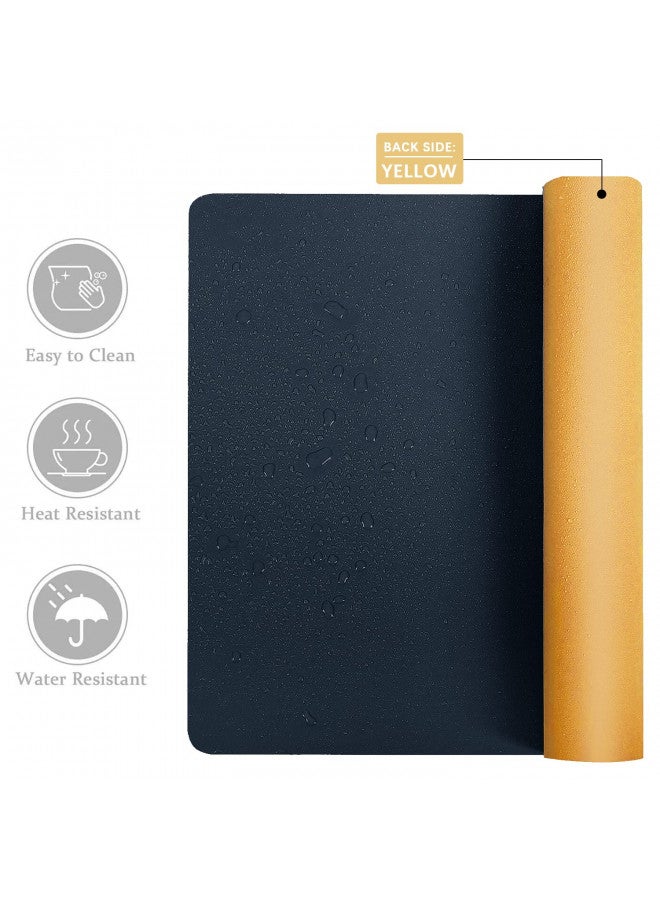 Aothia Desk Mat Large protector Pad - Multifunctional Dual-sided Office Desk Pad,Smooth Surface Soft Mouse Pad,Waterproof Desk Mat for Desktop, Pu Leather Desk Cover for Office/Home(Dark Blue, 31.5" x 15.7") - Image 1