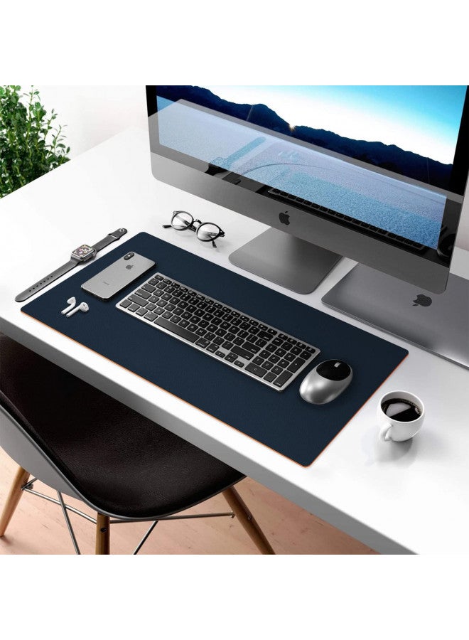 Aothia Desk Mat Large protector Pad - Multifunctional Dual-sided Office Desk Pad,Smooth Surface Soft Mouse Pad,Waterproof Desk Mat for Desktop, Pu Leather Desk Cover for Office/Home(Dark Blue, 31.5" x 15.7") - Image 3