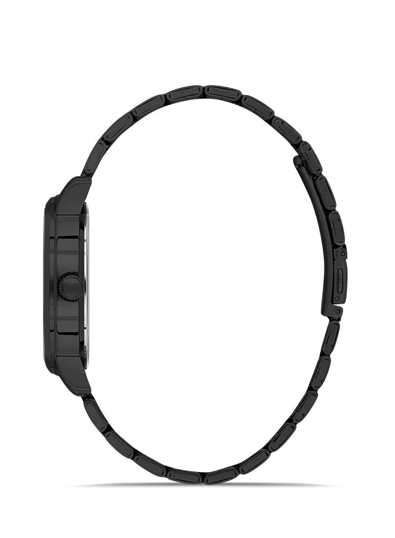 Omax Men's Black Sports Luxury Wrist Watch, Watches for Men, Stainless Watches, Silver Steel Band, Blue Dial, Waterproof Watch, 1 Year Warranty - Image 2