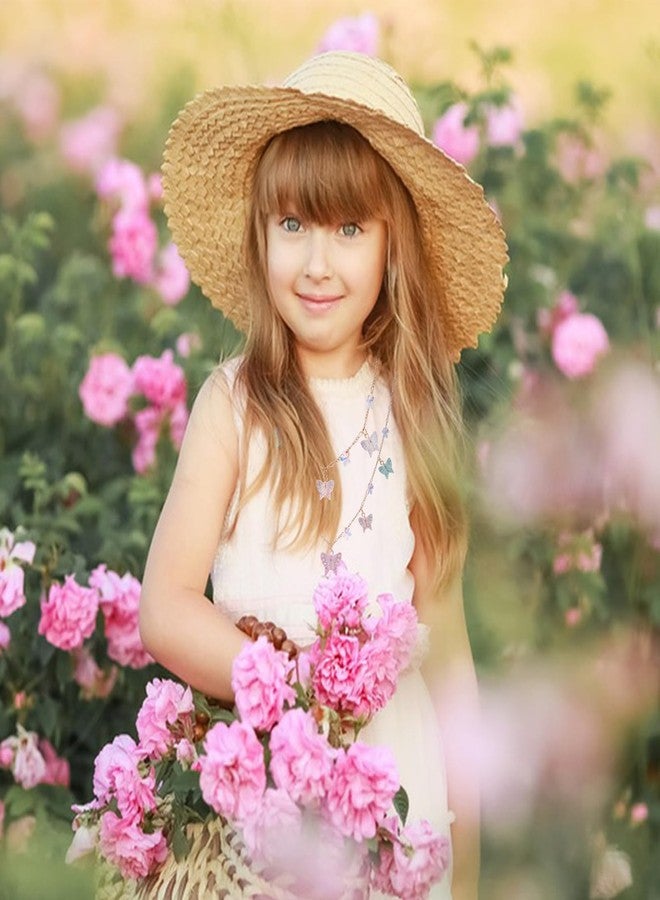 PinkSheep Butterfly Flower Necklace Bracelet for Girl Women Butterfly Jewelry 7PC Choker Necklaces Bracelet Cute Necklaces Beaded Necklace Bracelets Girl Gift - Image 4