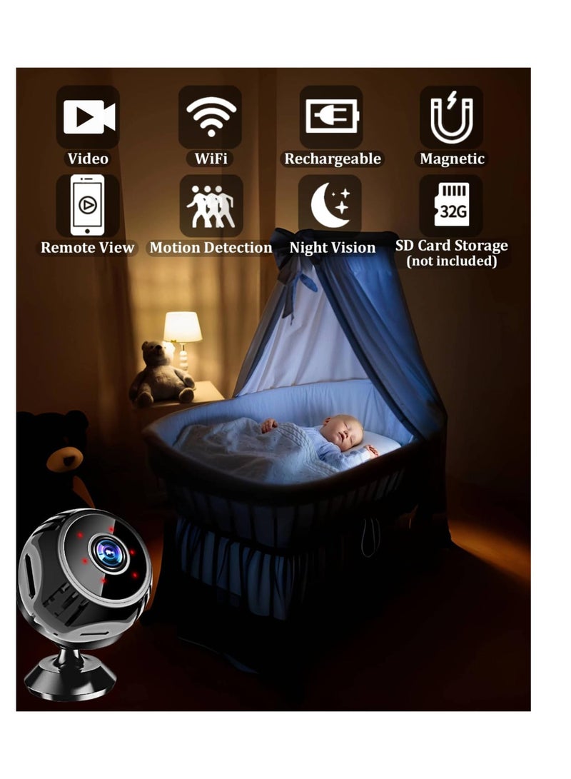 Excefore Mini WiFi Camera, Hidden Spy Camera, Wireless Surveillance Nanny Cam, Indoor Home Security Camera, 1080P Small Video Recorder, with Remote Live View Phone App Motion Detection Night Vision  - Image 2