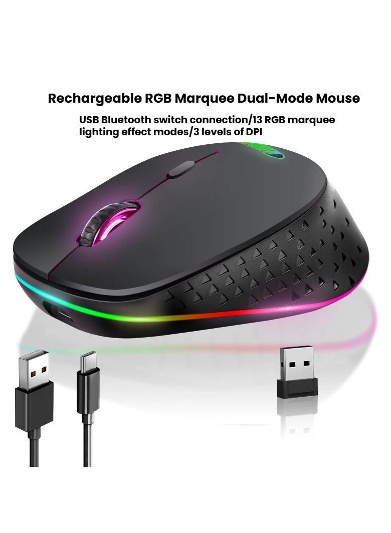 General Bluetooth dual-mode mouse type-c wireless mouse universal computer USB mouse non-stop play  - Image 1