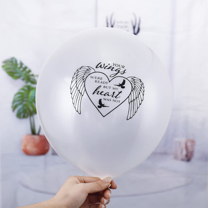 Chenkaiyang 60 Pcs Memorial Balloons 12 Inch White Latex Balloons with Ribbons for Memorial Day Funeral Decoration Wing - Image 5