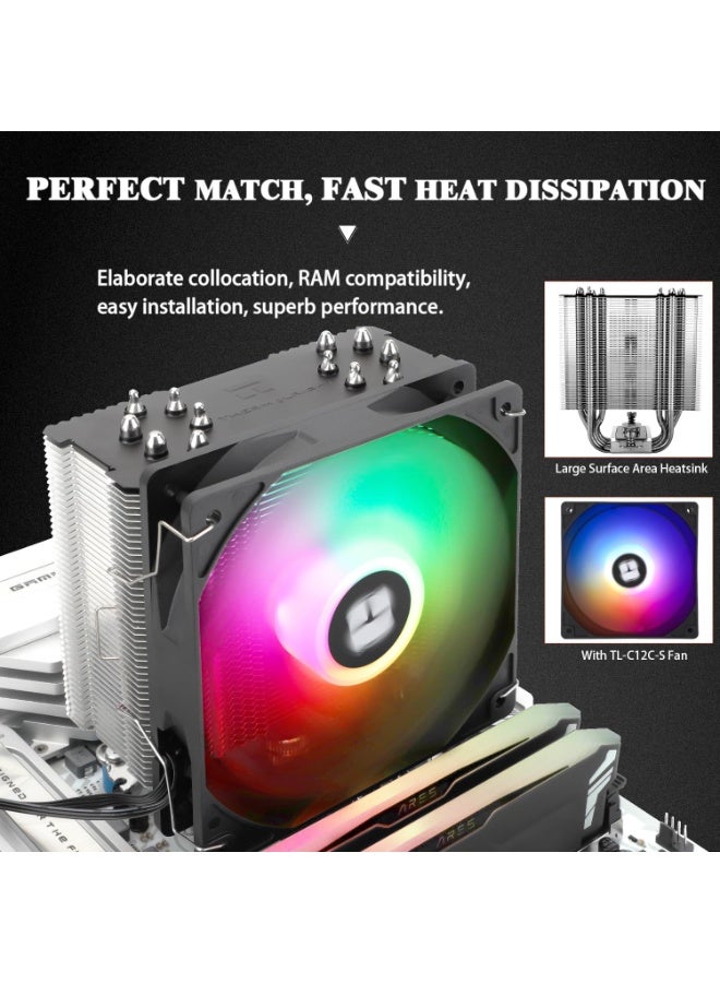 Thermalright cpu cooler ARGB am5 Burst Assassin 120 SE ARGB CPU Cooler, 6 Heat Pipes Heatsink Cooler, 12cm PWM Fan CPU Air Cooler, AGHP Technology, for Intel LGA1851/1700/115X/1200，AMD  AM5 AM4 - Image 4