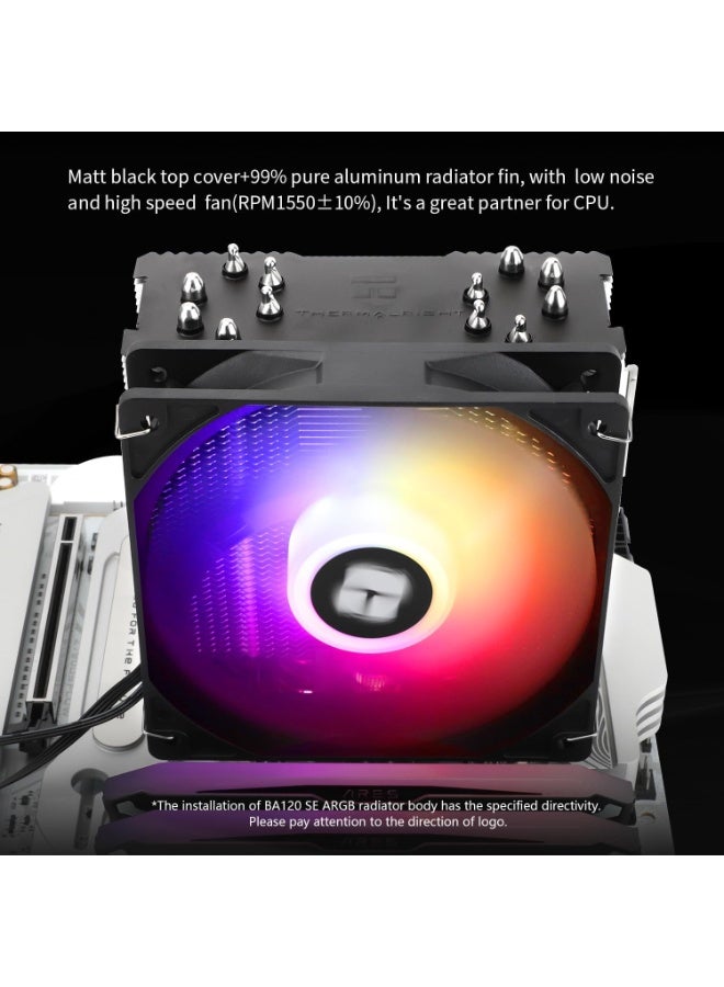 Thermalright cpu cooler ARGB am5 Burst Assassin 120 SE ARGB CPU Cooler, 6 Heat Pipes Heatsink Cooler, 12cm PWM Fan CPU Air Cooler, AGHP Technology, for Intel LGA1851/1700/115X/1200，AMD  AM5 AM4 - Image 5
