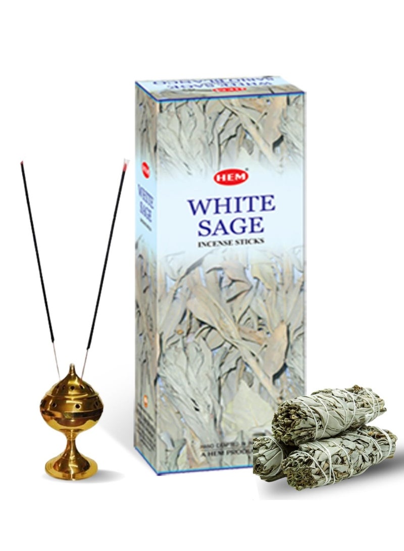 هيم أعواد بخور هيم برائحة المريمية البيضاء للتأمل والاستخدام اليومي - عطر طبيعي ١٠٠٪ | عبوة من ١٢٠ أعواد | مدة الاحتراق: ٢٠-٢٥ دقيقة - Image 1