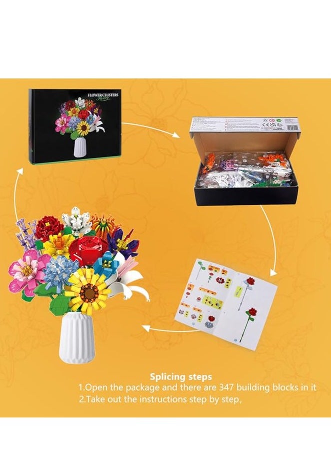 General Bouquet building kit, 1064 pieces of 12 kinds of flowers and plants collection building blocks and tiles toys for home decoration creative building bouquet birthday gifts  - Image 2
