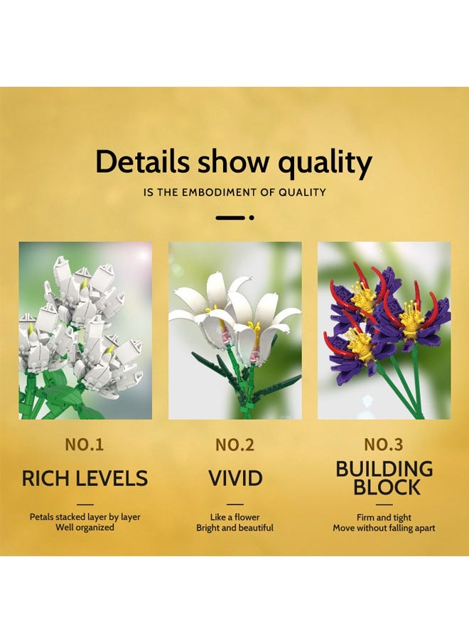 General Bouquet building kit, 1064 pieces of 12 kinds of flowers and plants collection building blocks and tiles toys for home decoration creative building bouquet birthday gifts  - Image 4