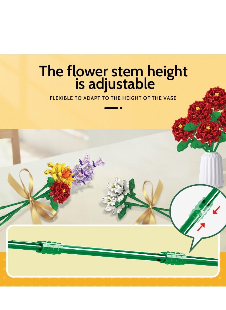General Bouquet building kit, 1064 pieces of 12 kinds of flowers and plants collection building blocks and tiles toys for home decoration creative building bouquet birthday gifts  - Image 5