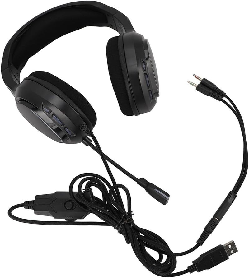 RGB Gaming Headset Black 50MM Drivers Clear Sound Adjustable Headband Breathable Ear Cushions - Image 2