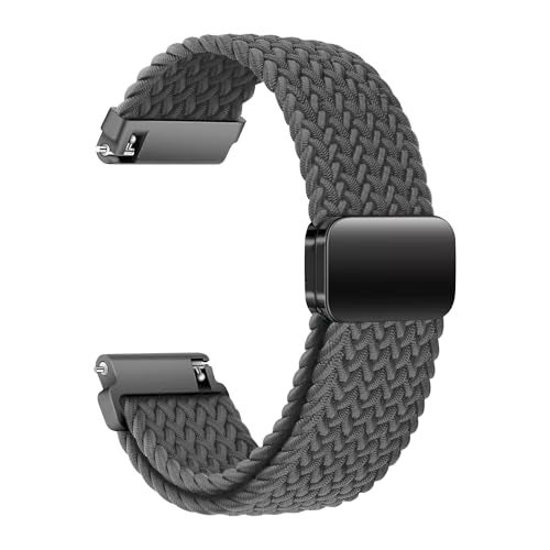 ACM Watch Strap Woven Braided Magnetic 22mm compatible with Amazfit Balance Smartwatch Adjustable Belt Band Grey - Image 1
