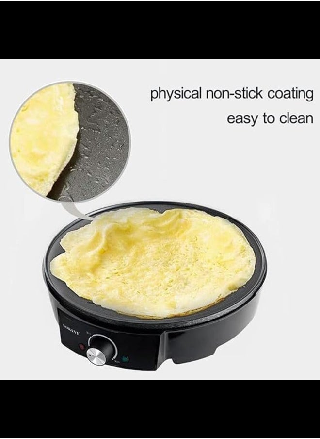 sokany - SOKANY 1000W Electric Crepe Maker for Pancakes Eggs & Tortillas 12" Nonstick Grill Pan Includes Batter Spreader & Wooden Spatula Adjustable Temperature Control Easy Clean - Image 1