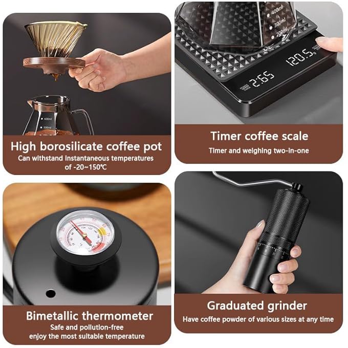 rayihni Pour Over Coffee Makers Set 10 Pieces Professional Grade V60 Coffee Machine For Home Office Gift And Travel - Image 5