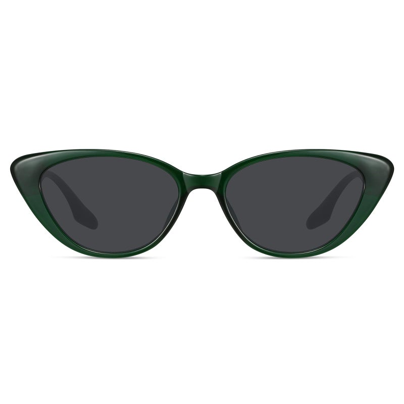 Fozono Retro Vintage Narrow Cat Eye Sunglasses for Women 90s Small Chic Style Trendy Sunnies UV400 Protection FZN7514 (Green/Grey) - Image 1