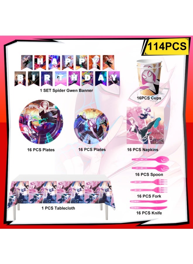 ILovhaprty Spider-Man Gwen Party Decorations Party Tableware Set - Image 3