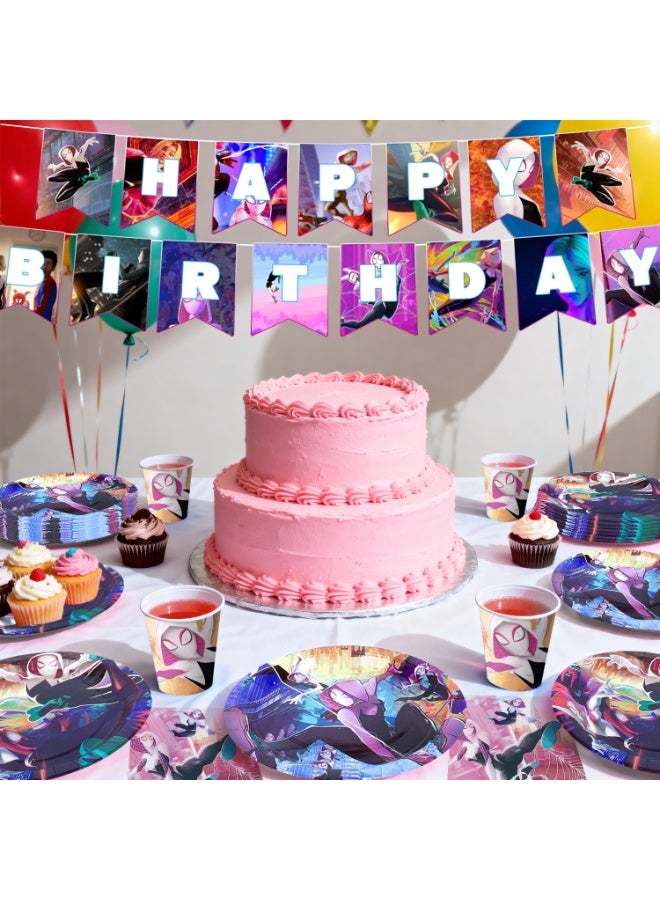 ILovhaprty Spider-Man Gwen Party Decorations Party Tableware Set - Image 4
