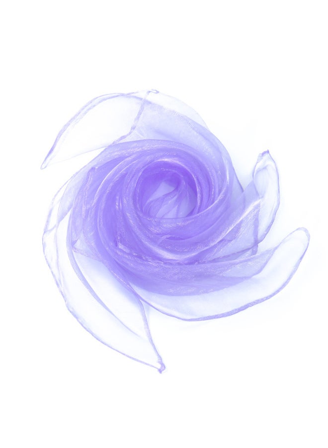 60*60 Style Gauze Dance Scarf Solid Color Nylon Versatile Magic Children's Performance Props Sailor Dance Silk Scarf-Color:Light Purple-Specifications:60cm*60cm  - Image 1
