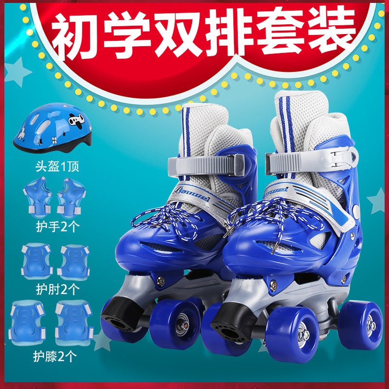 Baby'S Double Row Roller Skates Roller Skates Four Wheel Children'S Two Row Roller Pulley Girls' Boys' Protection - Image 4