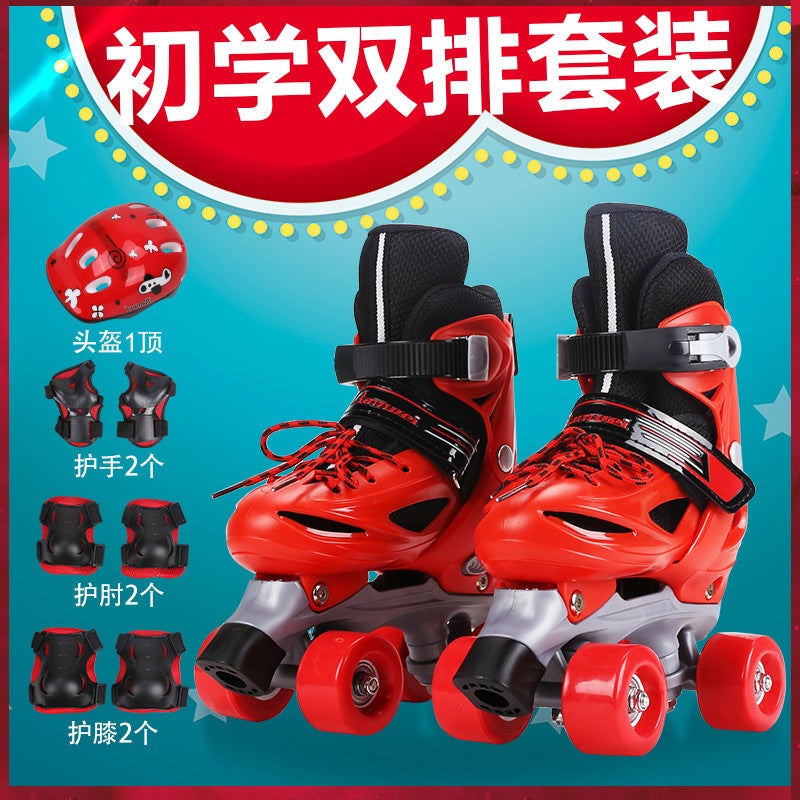 Baby'S Double Row Roller Skates Roller Skates Four Wheel Children'S Two Row Roller Pulley Girls' Boys' Protection - Image 3
