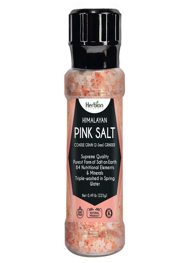 HERBION Naturals Himalayan Pink Salt Grinder Coarse Grain, 100% Pure with 84 Minerals for Seasoning, Refillable, All-Natural Salt, Triple-Washed in Spring Water, Vegan, Kosher Certified Pack of 1 - Image 1