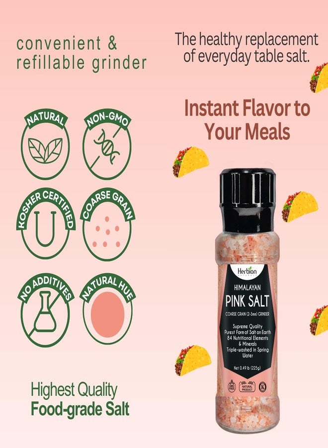 HERBION Naturals Himalayan Pink Salt Grinder Coarse Grain, 100% Pure with 84 Minerals for Seasoning, Refillable, All-Natural Salt, Triple-Washed in Spring Water, Vegan, Kosher Certified Pack of 1 - Image 5