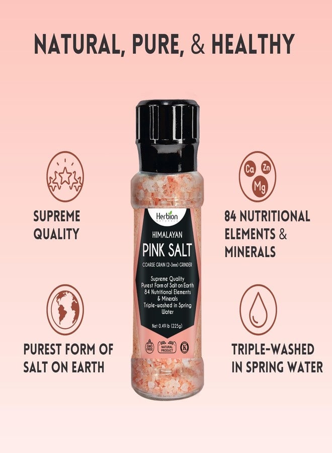 HERBION Naturals Himalayan Pink Salt Grinder Coarse Grain, 100% Pure with 84 Minerals for Seasoning, Refillable, All-Natural Salt, Triple-Washed in Spring Water, Vegan, Kosher Certified Pack of 1 - Image 3