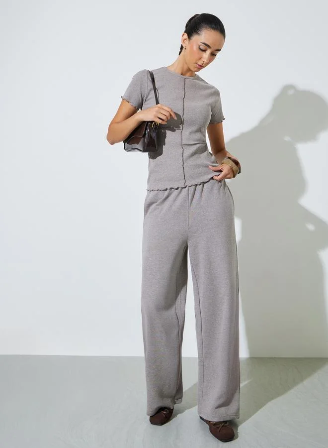 ستايلي Brown Wide Leg Joggers With Side Pocket
