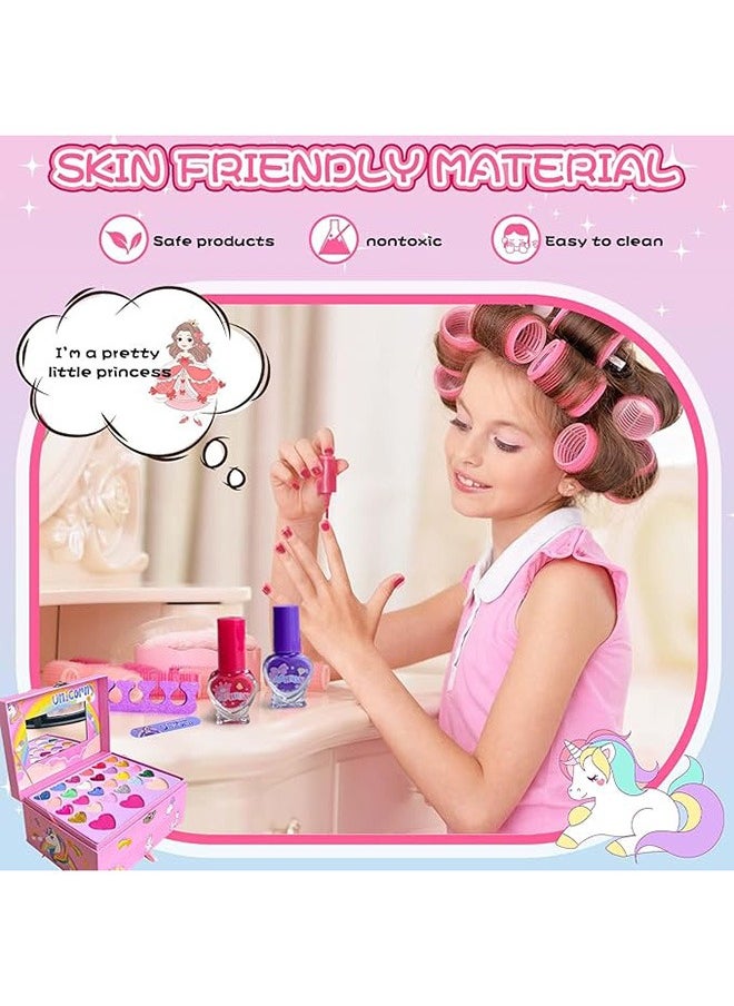 BLOOMING TIME 2-Layer Cosmetic Makeup Toy Box Princess Girl Unicorn Portable Makeup Box Wearable Nail Polish Set  - Image 2