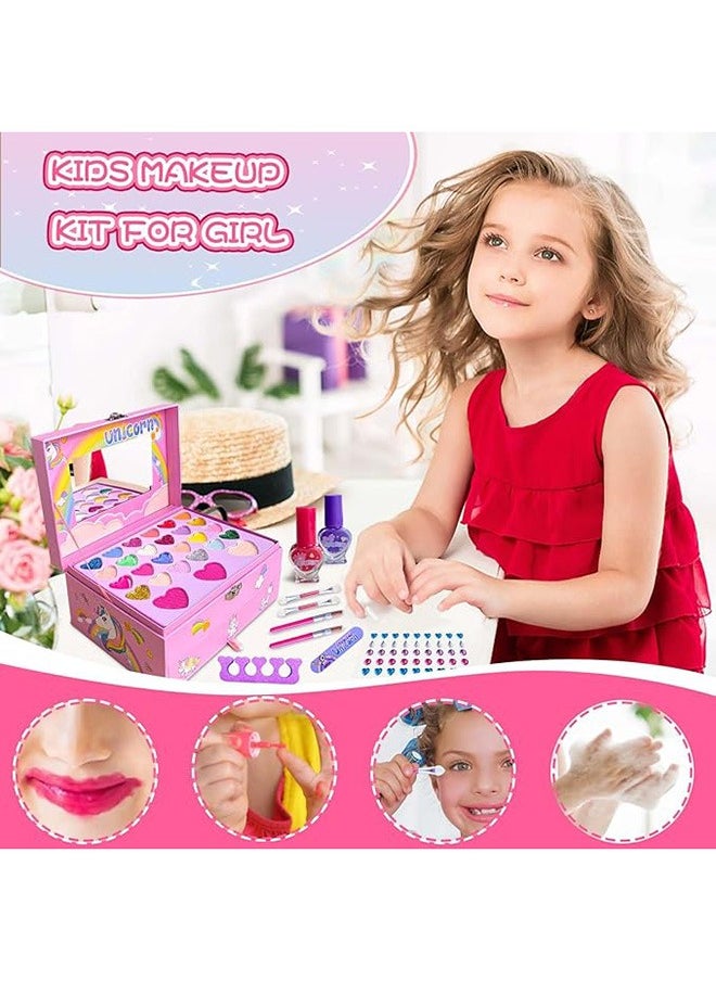 BLOOMING TIME 2-Layer Cosmetic Makeup Toy Box Princess Girl Unicorn Portable Makeup Box Wearable Nail Polish Set  - Image 3