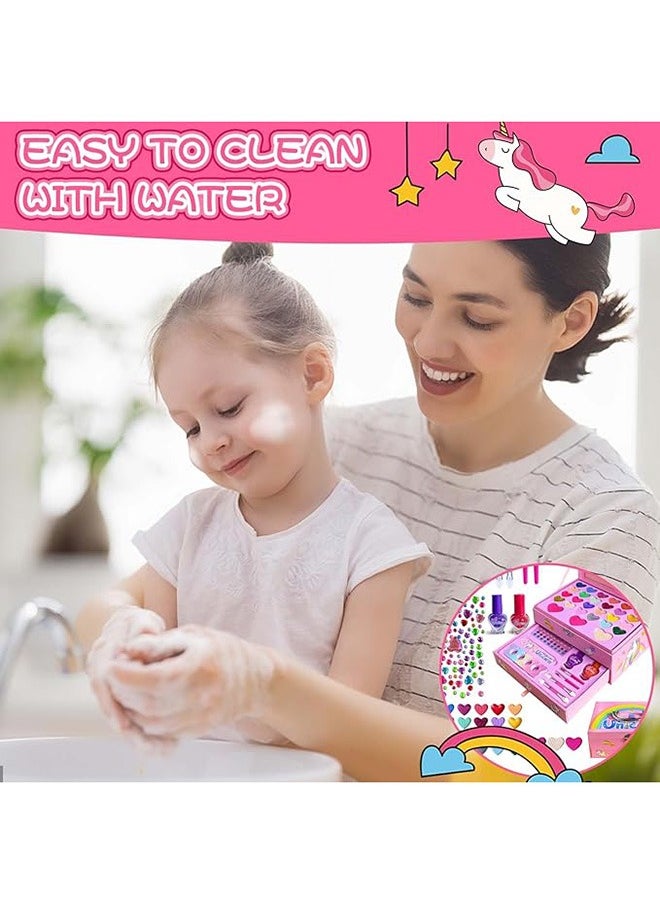BLOOMING TIME 2-Layer Cosmetic Makeup Toy Box Princess Girl Unicorn Portable Makeup Box Wearable Nail Polish Set  - Image 4