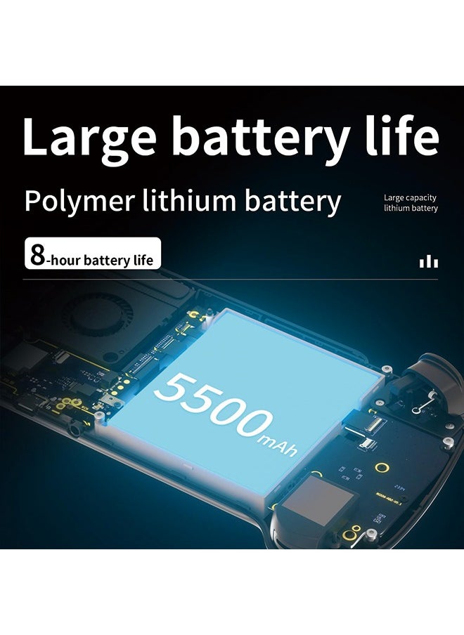 وحدة تحكم ألعاب محمولة باليد RG556 نظام Android 13 Unisoc T820 شاشة AMOLED 5.48 بوصة مدمجة بطاقة SD 128 جيجا 4423 لعبة تدعم مخرج منفذ عرض 1080 بكسل مشغل ألعاب فيديو WIFI (أزرق شفاف)
