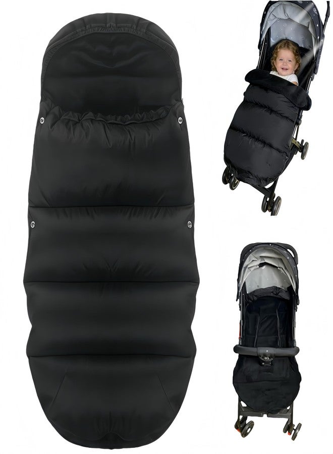ETOFIXEE Waterproof Thickened Universal Stroller Footmuff - 3-in-1 Baby Bunting Bag, Stroller Sleeping Bag & Cotton Pad with Windproof Stroller Cold Weather Cover (Black) - Image 1
