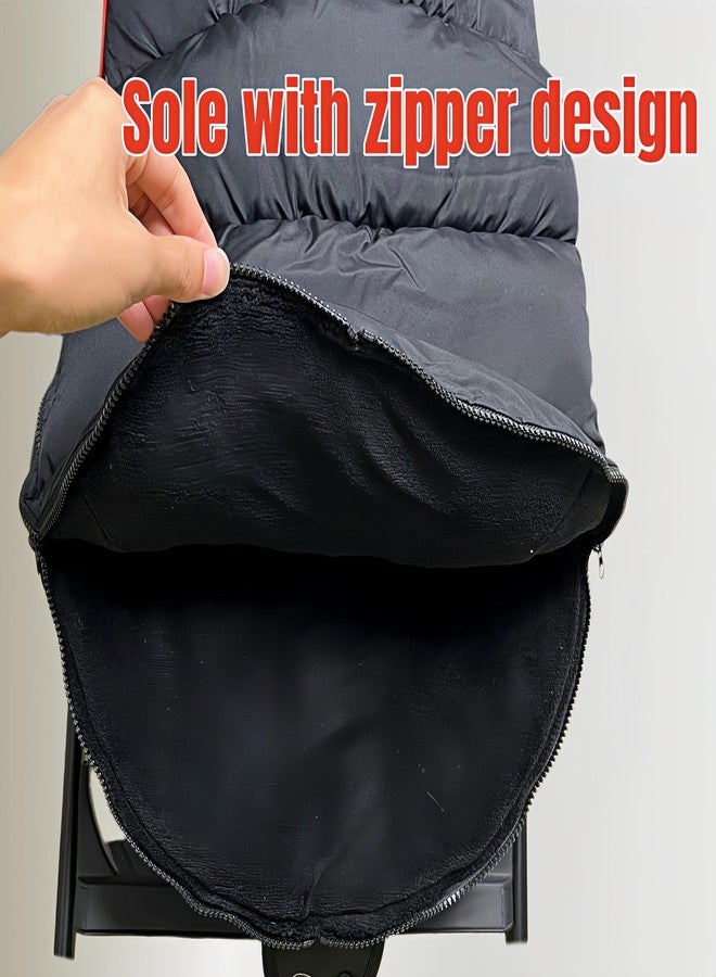 ETOFIXEE Waterproof Thickened Universal Stroller Footmuff - 3-in-1 Baby Bunting Bag, Stroller Sleeping Bag & Cotton Pad with Windproof Stroller Cold Weather Cover (Black) - Image 3
