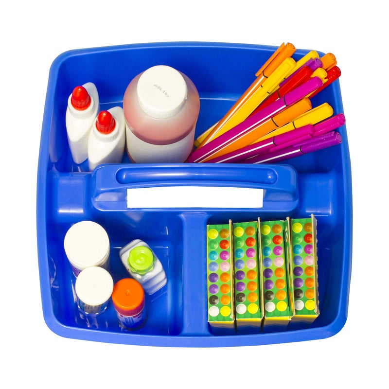 Storex 3-Compartment Small Caddy â€“ Multipurpose Classroom Organizer with Handle, Assorted STEAM Colors, 6-Pack (00940A06C) - Image 3