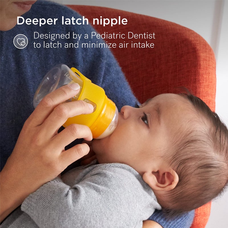 Smilo Baby Bottle Set with Stage 0 Slow Flow Anti Colic Nipple, 10 Oz / 300 ml Capacity, 3X Pack of Anti Colic Baby Bottles 0-3 Months - Green - Image 4