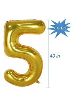 Brain Giggles Brain Giggles 40 Inch Gold Number 5 Foil Balloon  - Image 3
