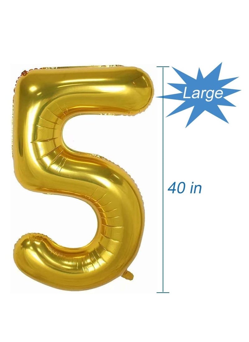 Brain Giggles Brain Giggles 40 Inch Gold Number 5 Foil Balloon  - Image 3
