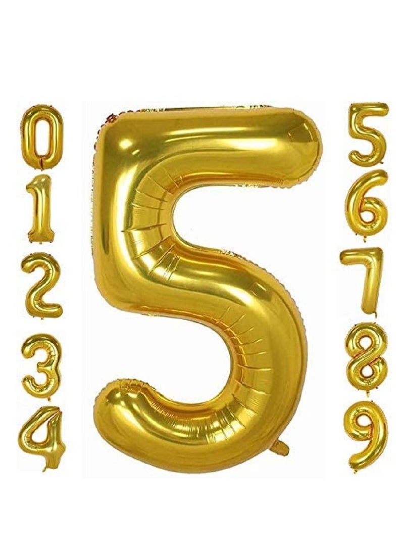 Brain Giggles Brain Giggles 40 Inch Gold Number 5 Foil Balloon  - Image 2