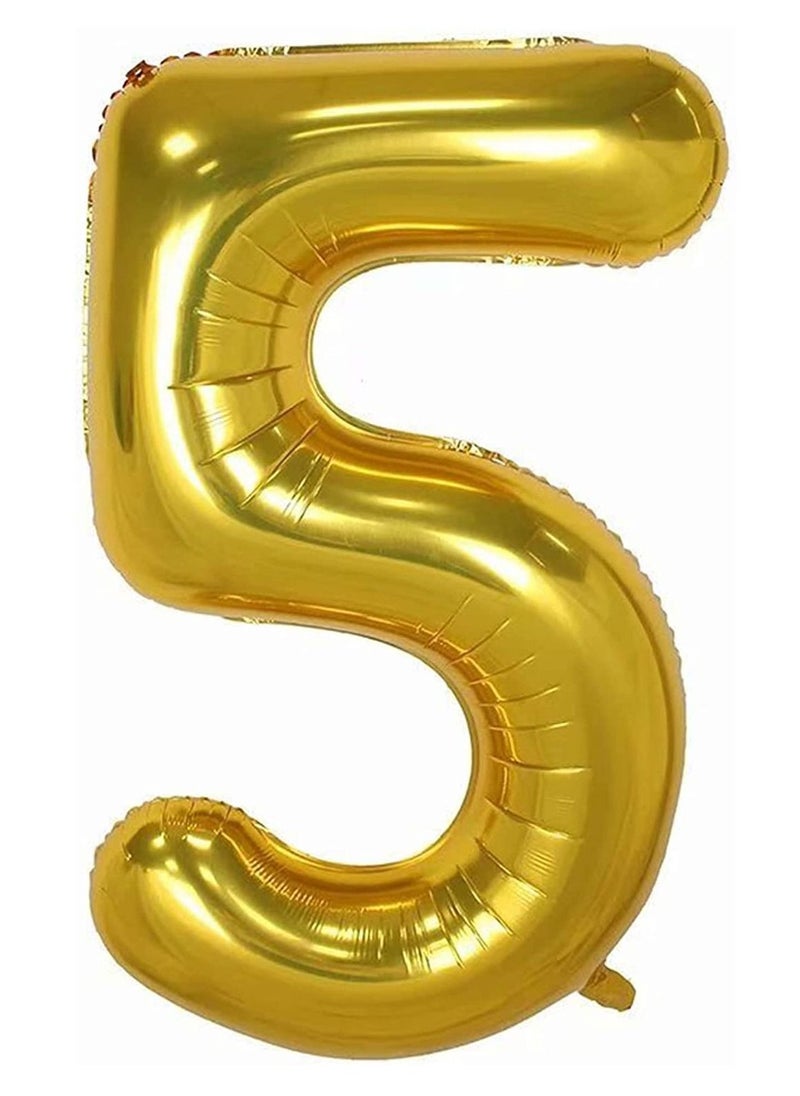 Brain Giggles Brain Giggles 40 Inch Gold Number 5 Foil Balloon  - Image 1
